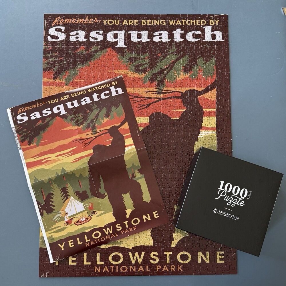 Lantern Press 1000 Piece Puzzle - Yellowstone National Park Sasquatch - Complete